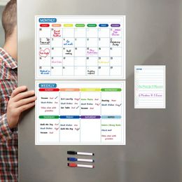 Calendar Table Dry Wipe Refrigerator Stickers Message Board Magnetic Menu Refrigerator Monthly Planner Whiteboard 240219