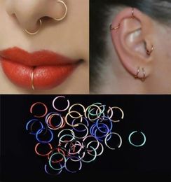 20pcs/pack Multicolor Golden Small Nose Ring Stainless Steel Open Piercing Septum Lip Hoop Rings Earrings lage Jewelry8526149