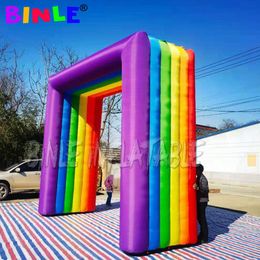 wholesale Custom square 6mWx4mH (20x13.2ft) inflatable rainbow arch for advertisement party supplies event archway christmas decoration