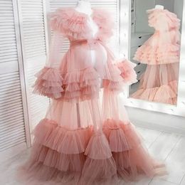 Long Tulle Dresses Ladies Photo Shoot Custom Maternity Dresses Fluffy Bridal Lingerie Bathgown BabyShower