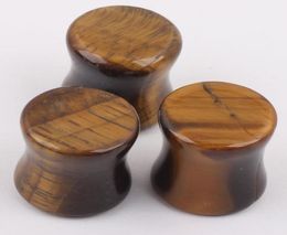 F51 40pcslot Mix 510 Size tiger eye039s Stone Flesh Tunnels Ear plug Piercing Plugs9025084