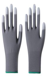 Gloves labor protection wearresistant plush thickened winter Pu dipped plastic finger coated nylon antiskid labor thin r1091089