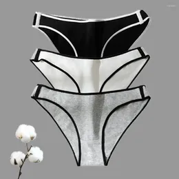 Women's Panties 3Pcs M-XL Black/White/Gray Cotton Briefs Women Seamless Low Rise Female Solid Colour Comfort Underwear Everyday Pantys