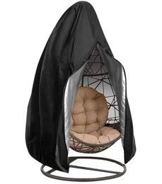 Hanging Swing Chair Covers Waterproof Patio Chair Cover Zipper Dust Cover Outdoor Garden Eggshell Protective Case Black6036216