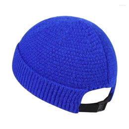 Berets Autumn Winter Retro Men Women Adjustable Hat Brim Knitted Brimless Hats Rolled Cuff Docker Caps