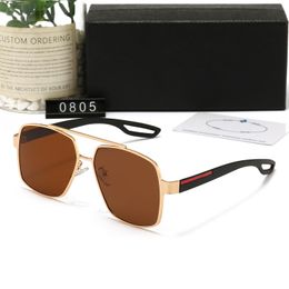 Top luxury Sunglasses Polarising lens designer womens Mens Goggle senior Eyewear For Women eyeglasses frame Vintage Metal Sun Glasses With Box leopard 0805