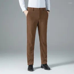 Men's Suits Winter Men Corduroy Suit Pants Black Khaki Grey Thic Fleece Straight Trouser Business Casual Comfy Wear Male Basic Clothes 2024