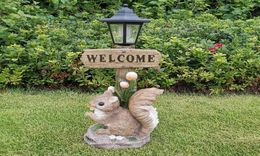Garden Decorations Resin Simulation Solar Squirrel Ornaments Small Animal Sculpture Courtyard Crafts45389176298693