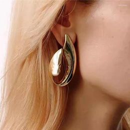 Stud Earrings Vintage Metal Glossy Leaf Geometric For Women Girls Europe America Minimalist Unique Jewellery Accessories 2024