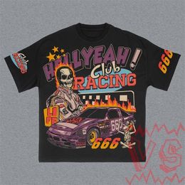 Harajuku racing skull graphic t shirts Goth T-shirt Oversized Y2k Tops Sweatshirt gothic women clothes streetwear men clothing 240126