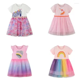Girl Dresses Jumping Meters Princess Girls Short Sleeve Summer Baby Frocks Cartoon Selling Children's Costume Kids Wear
