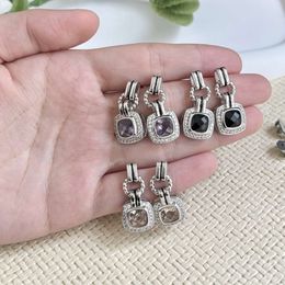 Fashion brand earrings Women Earrings Elegant Inlaid Morganite and Small Cystal Zircon Dangler High Jewellery Banquet Birthday Gift