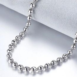 Chains Real Pure Platinum 950 Women Lucky 2.9mm Laser Bead Link Necklace 11.77g/50cm