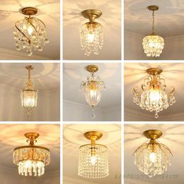 Chandeliers Modern Gold Crystal Small Round Ceiling Chandelier For Corridor Aisle Balcony Bedroom Living Room Led Home Indoor Light