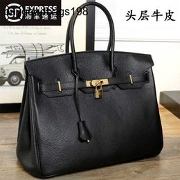 Designer Bag Genuine Leather Bags New Family Full Manual Bag Womens Tlogo Big Cow Large Capacity Xit6