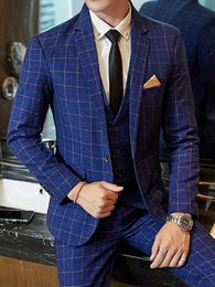 Men's Suits Blazers Blazer Vest Pants Groom Wedding Dress Stage Party Suit Three Piece Set and Two Piece Set Mens casual business classic plaid suit