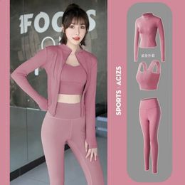 Coatsuspendertrousers highend Korean four season women's yoga suit solid Colour elastic tight Sportswear 240122