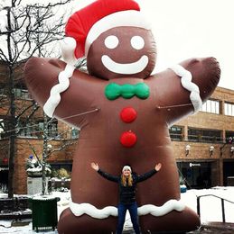 10mH (33ft) with blower wholesale 8meters Giant Inflatable Gingerbread Man Holiday Event Cartoon Doll Christmas Mascot Lovely Outdoor Decorations