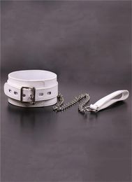 Adult leather collar collar white collar Bundle adjustment bondage male and female dog slave alternative sex toys3106425