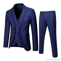 Men's Suits Blazers 6 Colors Mens Suit Slim 3 Piece Suit Business Wedding Party Blazers Vest Pants Coats Jacket Carnival Formal