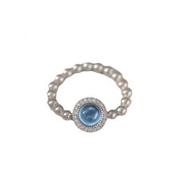 Swarovskis Rings Designer Women Original Quality Band Rings New Sea Blue Pearl Ring For Women With Elasticity Light Luxury Gift