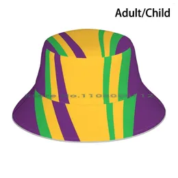 Berets Panisregis Aurum Bucket Hat Sun Cap Dessert King Cake Mardi Gras Carnival Bold Colour Minimalist Food Gold Neoretro Textile