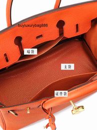 Genuine Leather Handbag Bk Womens Lychee Pattern Bag Genuine Leather Bag 2024 New Trendy and Advanced Style Gift for Large Capacity Handheld