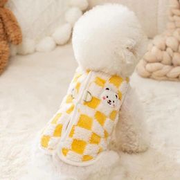 Dog Apparel Winter Jumpsuit Warm Coral Fleece Puppy Clothes Fashion Checkerboard Pattern Vest Soft Plush Jacket Coat For Pet