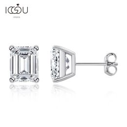 Earrings IOGOU Fashion 925 Sterling Sliver Earrings for Women Emerald Cut Stud Earrings Wedding 925 Sliver Ear Lady Jewelry Gifts