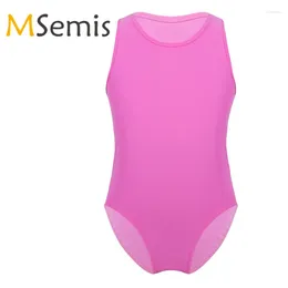 Stage Wear Kids Girls Gymnastic Swimsuit Ballet Leotard Dance Gymnastics Tank Round Neck Racer-Back With Cutouts Jumpsuit