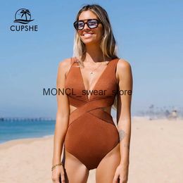 Women's Swimwear Shiny Plunge Cutout One-Piece Swimsuit For Women Sexy Back Hook Monokini 2023 New Bathing Suit BeachwearH2422088