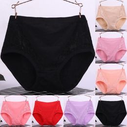 Women's Panties Women Briefs Cotton Sexy Panty Lace Underwear Plus Size Solid High Waist Underpants Large XL-3XL