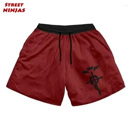 Men's Shorts Anime Full Metal Alchemist Gym Workout For Men Chic Casual With Pockets 5 Inch Quick Dry Athletic Fitness Running