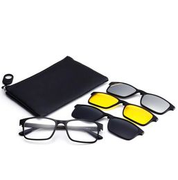Far Distance and Near View Bifocal Multifocal Light Presbyopic Reading Glasses with 3pcs Suns Clipon Magnet Mirrored Spectacles1656171