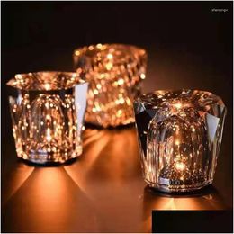 Night Lights Crystal Diamond Light Retro Usb Rechargeable Romantic Led Bar Lamp For Restaurant Decoration Protect Drop Delivery Dhnuy