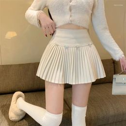 Skirts Bow Woollen Pleated Skirt Women Autumn And Winter Small High Waist SlimmingaWord Exposure Proof