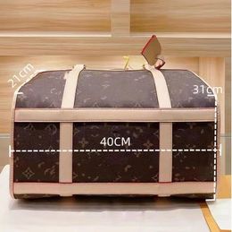 Print Design Dog Carrier 40cm Leather Soft -Sided Carriers Classic European And American Style Designer Dogs Cat Carrier Brown Black Pets Ca