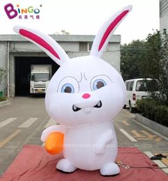 6M Height Outdoor Giant Inflatable Animal White Rabbit Holding Carrot Cartoon Chracter For Event Advertising Easter Decoration