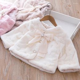 Down Coat Fur Autumn Winter Baby Bow Princess Kids Jackets For Girls