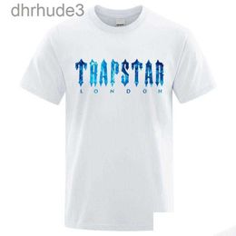 Mens T-shirts Trapstar London Undersea Blue Printed t Shirts Men Summer Breathable Casual Short Sleeve Street Oversized Cotton Brand Dhfki BWMD