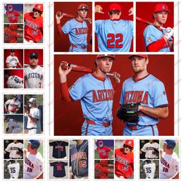 Custom Arizona Wildcats Baseball Jersey Jack Grant Blake Paugh Tony Bullard Kyle Casper Tag Bross Jacob Shaver Kenny Lofton 2024 Arizona Jerseys