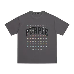 Men's T Shirts Summer 2024 Fashion T-Shirts Purple Brand Colour Block Printed T-Shirt Tops Short Sleeves For Men And Women.