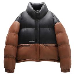 Men's Down Parkas Winter Fashion Short Jacket Parkas Men Women Patchwork Cotton Padded Jackets Thicken Casual Warm Stand Collar Loose Unisex Coat J231117