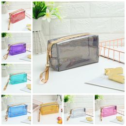 Waterproof Storage PVC Transparent Zipper Toiletry Bag With Handle Portable Clear Makeup Pouch Cosmetic Bags 0507