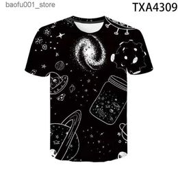 Men's T-Shirts Astronaut Space Milky Way Universe 3D Printed T Shirts Casual Men Women Children Fashion Boy Girl Kids Streetwear Cotton Tops Q240220