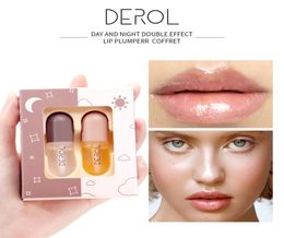 DEROL 55mlx2 Day Night Volumising Gloss Lips Plumper Lip Fine Lines Mask Long Lasting Moisturiser Care Oil Sexy Plump Serum8692234