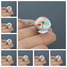 Pendant Necklaces Dragonfly Series Necklace With Double Sided Glass Ball Alloy Exquisite And Fashionable Gift For Animal Lovers