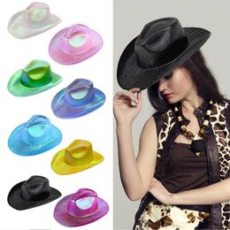 Berets Fashion Halloween Cowboy Hat Vintage Western Party Caps Sparkly Blingbling Skullies Stylish Festival Turban Gorras Para Mujeres