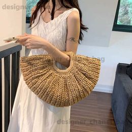 Totes Ladies Moon Design Basket Shopper Bag Beach Str Bag Summer Woven Travel Handbag For Women Luxury Large Capacity Shoulder Bags T240220
