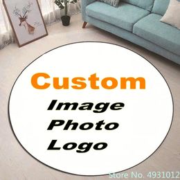 Blankets Custom Image Po Cartoon Anime Rug Round Carpet Crawling Game Non-slip Bathroom Mat For Baby Kids Adult Living Room